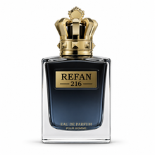 Cargar imagen en el visor de la galería, Perfume equivalente REFAN Nº216 inspirado en Scandal Pour Homme, fragancia masculina intensa, amaderada y oriental sobre fondo blanco.