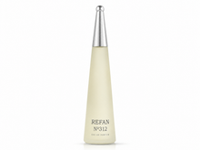 Cargar imagen en el visor de la galería, Perfume equivalente REFAN Nº312 inspirado en Issey Woman, fragancia femenina fresca, floral y acuática en frasco REFAN sobre fondo blanco.