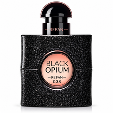 Cargar imagen en el visor de la galería, Perfume Similar a Black Opium Refan 038 para mujer. Fragancia inspirada en Black Opium con notas de café, vainilla y flores blancas. Imagen corporativa Refan Benidorm.