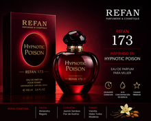 Cargar imagen en el visor de la galería, Refan 173 inspirado en Hypnotic Poison, perfume femenino oriental y avainillado con notas dulces, cálidas y excelente duración.