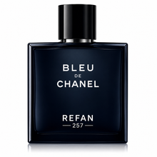 Cargar imagen en el visor de la galería, Perfume equivalente Bleu de Chanel Refan 257. Fragancia inspirada en Bleu de Chanel con diseño de frasco corporativo Refan.