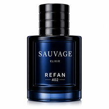 Cargar imagen en el visor de la galería, Perfume equivalente Sauvage Elixir Refan 402. Fragancia inspirada en Sauvage Elixir con diseño de frasco corporativo Refan.