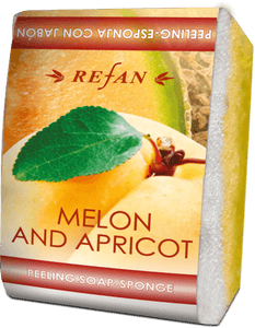 Melón y albaricoque Peeling-esponja con jabón